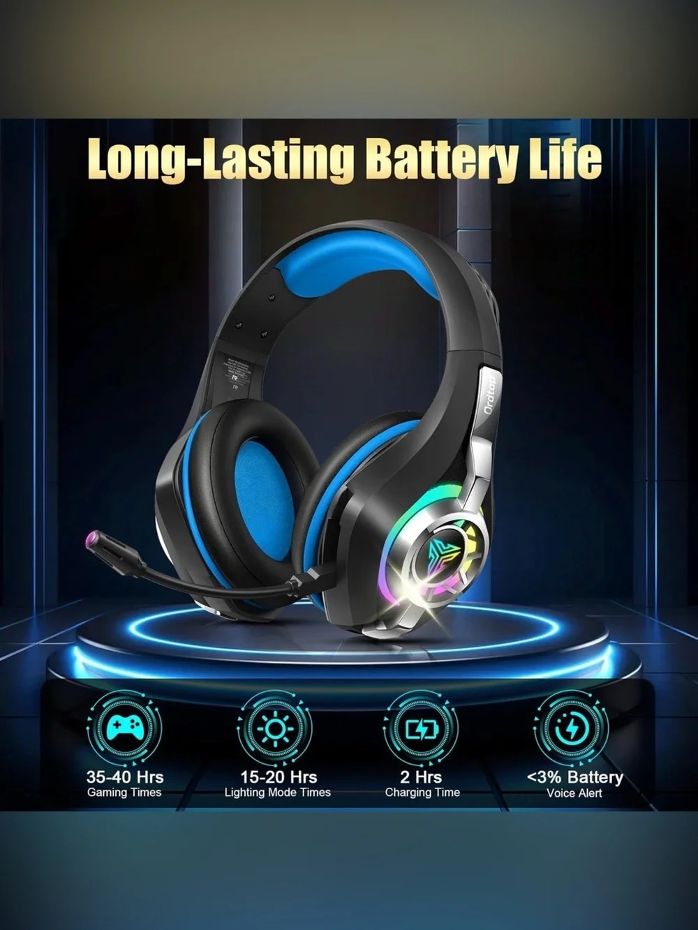 ORDTOP GS400 Wireless Gaming Headset RGB 2.4GHz BT 5.4 for PS5 PS4 PC